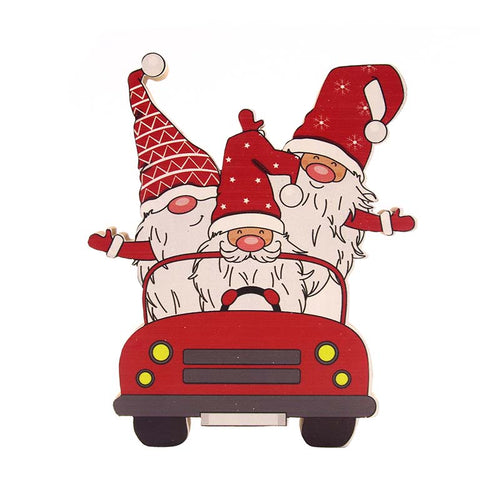 Christmas MDF Gnomes in car