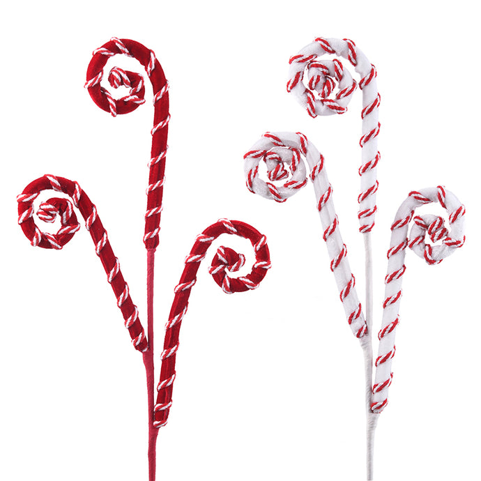 Red & White Candy Cane Swirl Stem