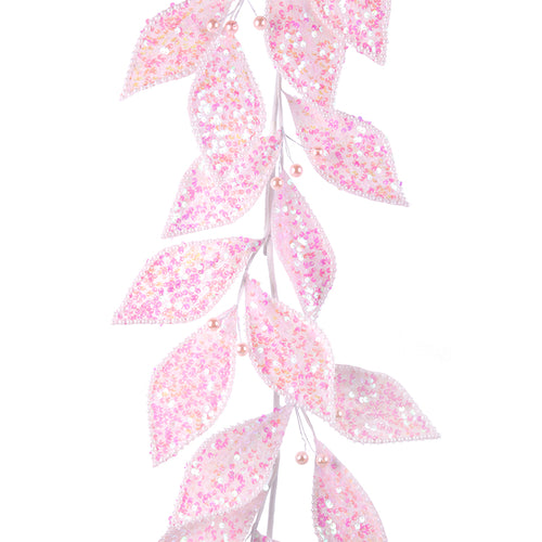 Pink Glitter Leaf Garland
