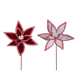 Red & White Poinsettia Stem