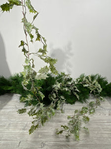 6ft Frosted Holly Leaf Garland