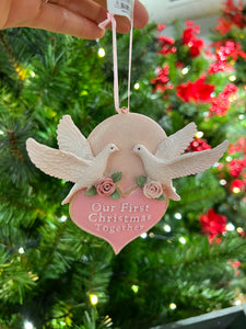 "Our First Christmas Together" Dove With Heart Ornament