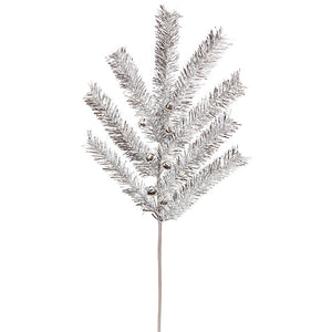 Silver Tinsel Spray with Bells